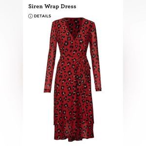 CAbi Red and Black Siren Wrap Dress